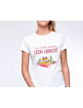 CAMISETA MUJER LAS CHICAS GUAPAS LEEN LIBROS BLANCA product_id