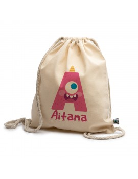 MOCHILA ALGODÓN INICIAL MONSTRUO Y NOMBRE PERSONALIZADA product_id