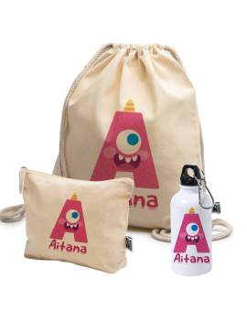 MOCHILA ALGODÓN INICIAL MONSTRUO Y NOMBRE PERSONALIZADA product_id