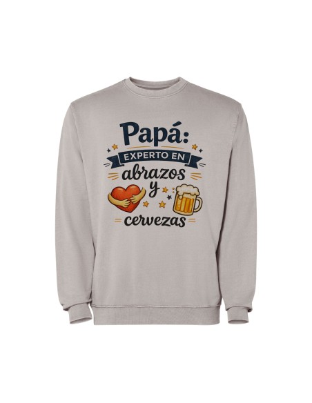 SUDADERA GRIS PAPÁ EXPERTO EN ABRAZOS Y CERVEZAS product_id