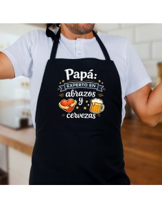 DELANTAL NEGRO PAPÁ EXPERTO EN ABRAZOS Y CERVEZAS product_id 2