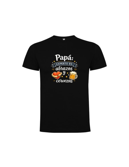 CAMISETA NEGRA HOMBRE PAPÁ EXPERTO EN ABRAZOS Y CERVEZAS product_id