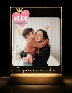 METACRILATO LA MEJOR MAMÁ PERSONALIZADO CON LUZ Y SOPORTE product_id 2